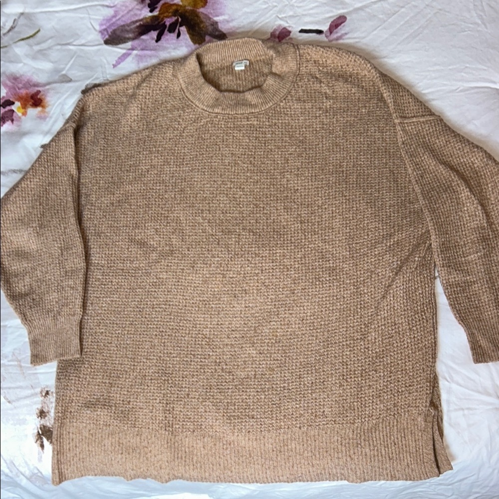 Aerie Cozy Tan Waffle Knit Sweater